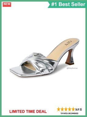 Twisted Knot Square Toe Mule Heels Faux Leather Kitten Heels